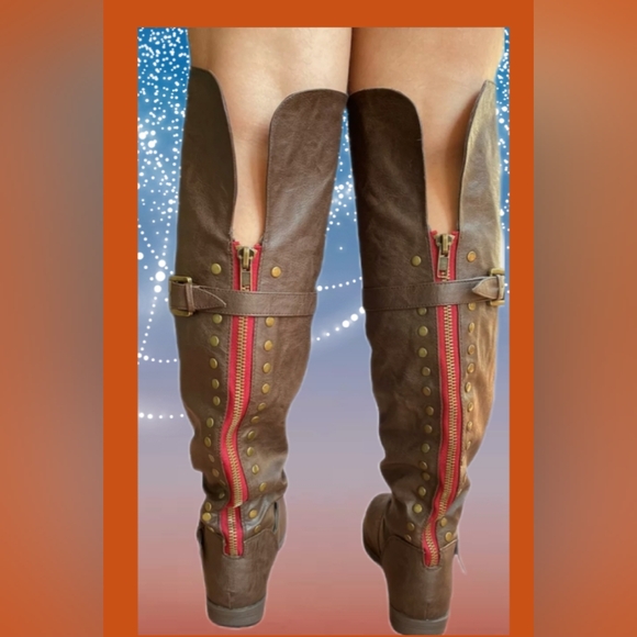 Tall Journee Collection Kane Studded Brown Women’s Boot - Picture 2 of 10